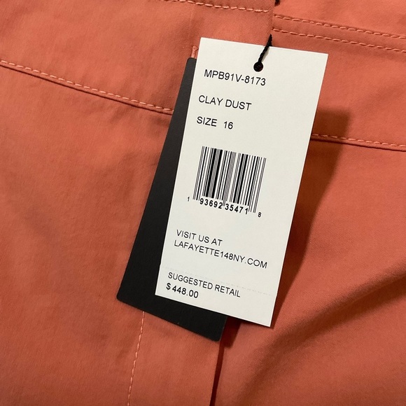 Lafayette 148 New York Cuffed Wide Leg Cropped Pants Clay Dust Orange Size 16 - Picture 3 of 8